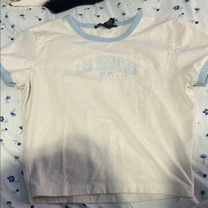 Women’s Cream and Blue Los Angeles T-Shirt